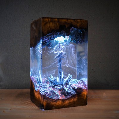 Sword Legend Resin Wood Lamp Handmade Gifts For Christmas