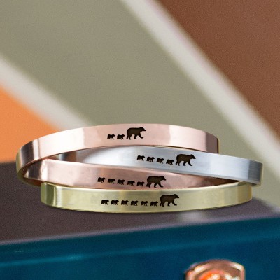 Personalized Mama Bear Bracelet Cuff For Mom Grandma