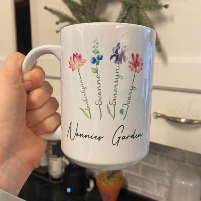 Grandma's Garden Mug Personalized Birth Month Flower With Names Gift Ideas For Nana Gigi Mother's Day