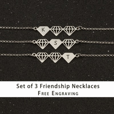 Personalised Best Friend Sister Friendship Necklaces For 3