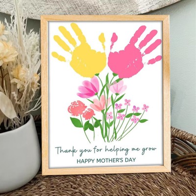 Personalized Mother's Day Flower DIY Handprint Art Craft Sign Gift From Kids For Mom Grandma