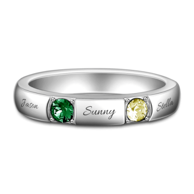 Engraved Birthstone Ring