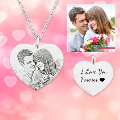 Heart Photo Engraved Tag Necklace