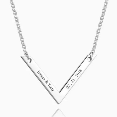 Engraved Bar Necklace Couple Name Engraving Necklace Gifts Hot