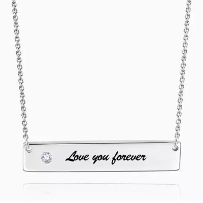 Diamond Engraved Bar Necklace