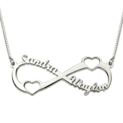 Double Heart Infinity Names Necklace