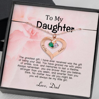 Personalized To My Daughter Heart Necklace From Dad For Little Girl