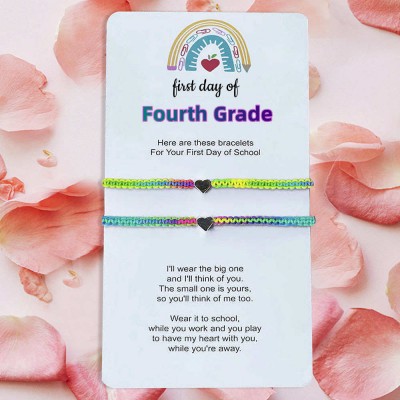 First Day of Fourth Grade Back to School Bracelet Mommy and Me Comfort Wish Gifts