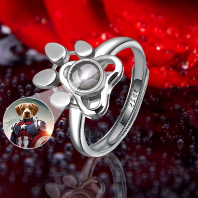 Personalized Photo Projection Memorial Pet Paw Ring
