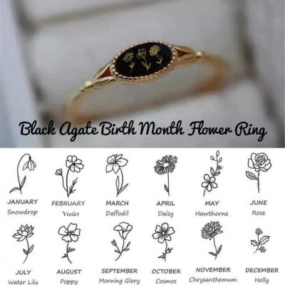 Family Birth Flower Month Ring Personalised Gift For Her