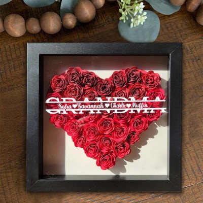 Personalized Grandma Flower Shadow Box With Name For Mother's Day Christmas