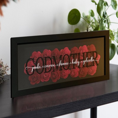 Personalized Mom Flower Shadow Box With Kids Name For Grandma Mother's Day Gift Ideas