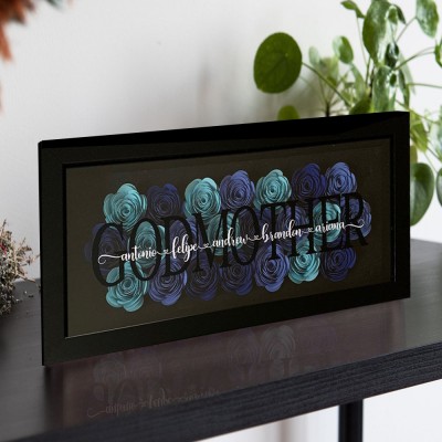 Personalized Mom Flower Shadow Box With Kids Name For Grandma Mother's Day Gift Ideas