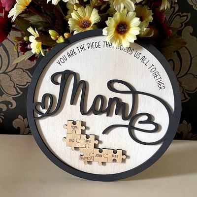 Personalised Mothers Day Gift Mom You Are The Piece That Holds Us Together Puzzles Pieces Name Sign Wall Decor