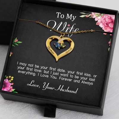 To My Wife Gift Ideas From Husband Personalized Heart Necklace With Her and Him Name For Valentine's Day