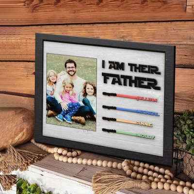 Custom I Am Their Father Sign With Kids Name Frame For Father's Day