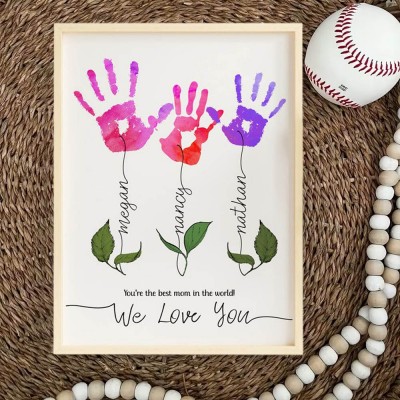 Personalized Mother's Day Flower DIY Handprint Art Craft Sign Gift From Kids For Mom Grandma