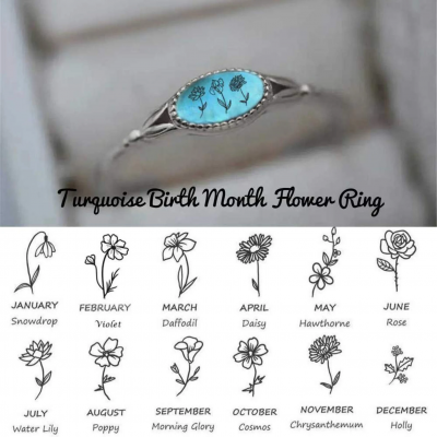 Family Birth Flower Month Ring Personalised Gift For Her