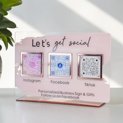 Personalized Instagram Facebook Tiktok Multi Social QR Code Sign For Pup Up Shop