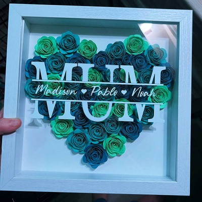 Personalised Mom Flower Shadow Box With Name For Mother's Day