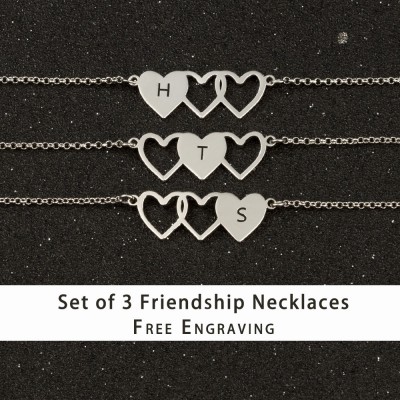 Personalised Best Friend Sister Friendship Necklaces For 3