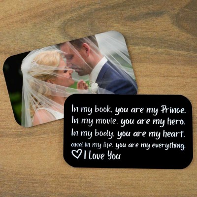 Personalized Metal Wallet Photo Card Love Note Anniversary Gift for Him Her