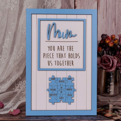 Mum Puzzle Sign Personalised Mother's Day Wood Sign Gift Ideas Piece That Holds Us Together