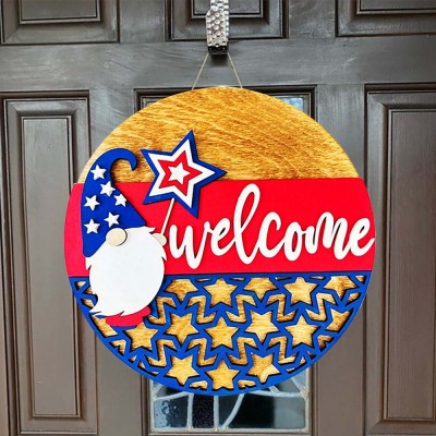 Wooden Welcome Front Door Hanger Farmhouse Decor Entry Way Wall Sign