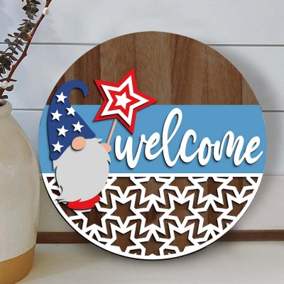 Wooden Welcome Front Door Hanger Farmhouse Decor Entry Way Wall Sign