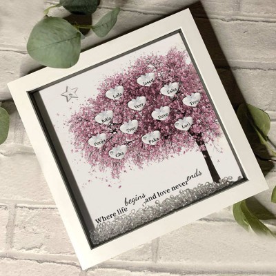 Custom Family Tree Frame With Names Anniversary New Home Decor Where Life Begins