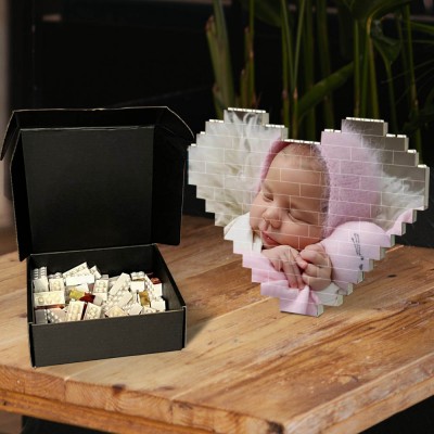 Personalized Heart Photo Block Puzzle Building Brick Family Keepsake Gifts For Kid
