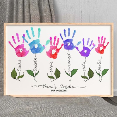 Personalized Mother's Day Flower DIY Handprint Art Craft Sign Gift From Kids For Mom Grandma
