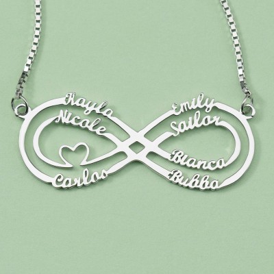 Personalized Infinity Name Necklace with 1-8 Names