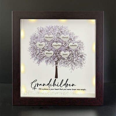 Personalized Family Tree Grandchildren Name Red Oak Frame Home Decor For Grandma