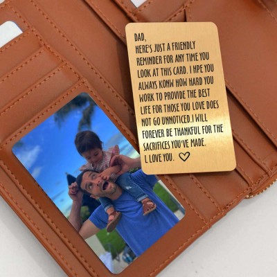 Personalized Metal Wallet Photo Card Love Note Anniversary Gift For Him Dad