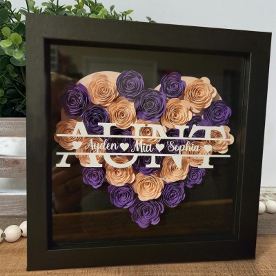 Personalized Aunt Flower Shadow Box With Name For Mother's Day Christmas