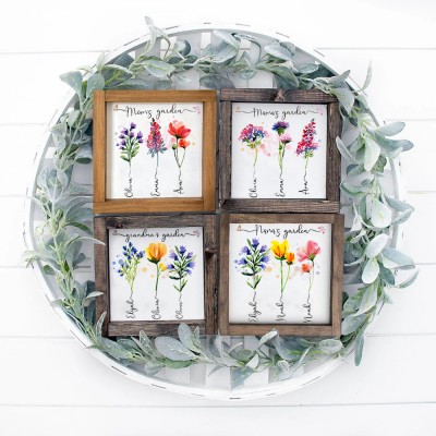 Personalised Grandma's Garden Frame With Grandkids Names and Birth Month Flower For Christmas Day