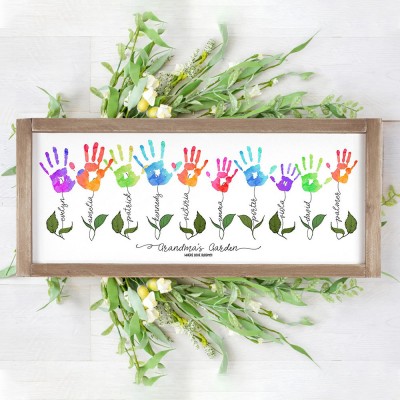 Personalized Mother's Day Flower DIY Handprint Art Craft Sign Gift From Kids For Mom Grandma