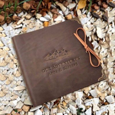 Our Adventure Book Personalized Leather Travel Photo Album For Valentine's Day Anniversary Gift Ideas