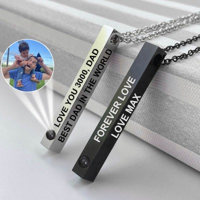 Personalised Photo Projection Necklace For Him Dad