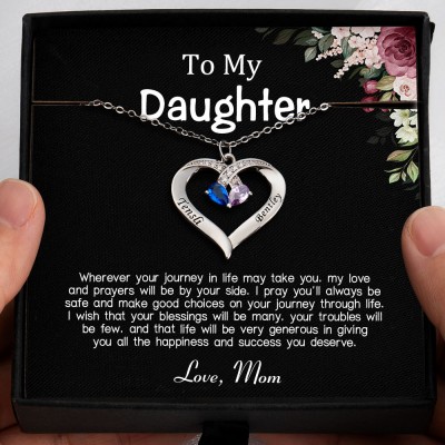 To My Daughter Gift Ideas From Mom Personalized Heart Necklace For Girl