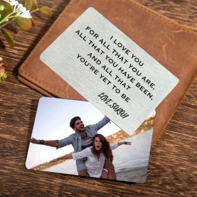 Personalized Metal Wallet Photo Card Love Note Anniversary Valentine's Day