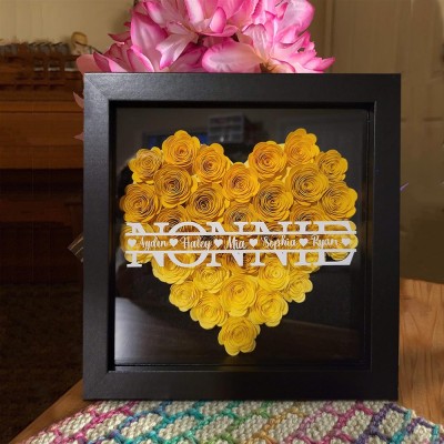 Personalized Mom Flower Shadow Box With Name For Grandma Mother's Day Christmas