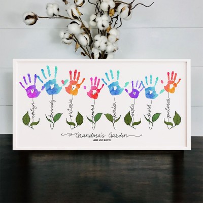 Personalized Mother's Day Flower DIY Handprint Art Craft Sign Gift From Kids For Mom Grandma