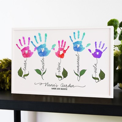 Personalized Mother's Day Flower DIY Handprint Art Craft Sign Gift From Kids For Mom Grandma