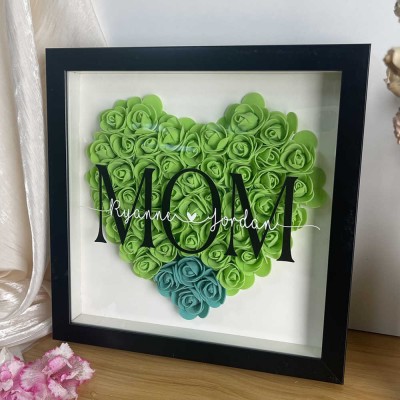 Personalized Mom Flower Shadow Box With Kids Name For Grandma Mother's Day Gift Ideas