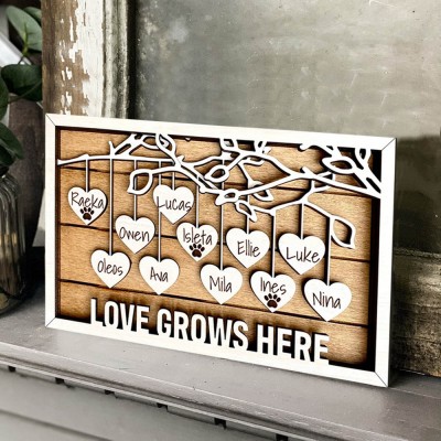 Custom Family Tree Wood Sign With Kids Name For Mother's Day Christmas Gift Ideas