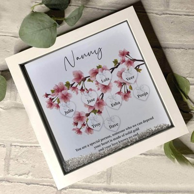 Custom Family Tree Flower Frame With Grandchildren Names For Nana Mother's Christmas's Day