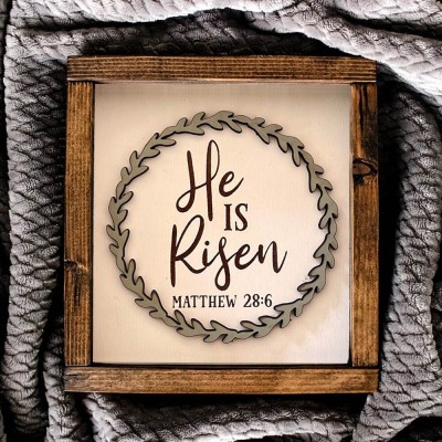 He is Risen Farmhouse Decor Easter Tiered Tray Sign