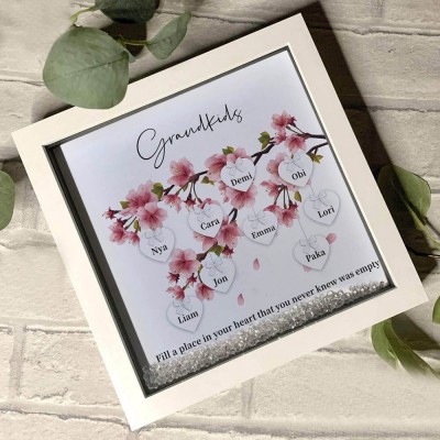 Custom Family Tree Flower Frame With Grandchildren Names For Grandma Christmas's Day